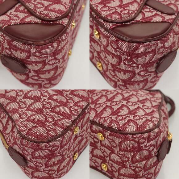 DIOR Trotter Canvas Saddle Hand Bag Red Gold - Picture 10 of 13